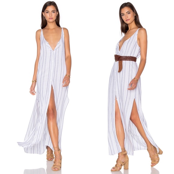 BELLA DAHL Button Front Maxi Dress Striped XS